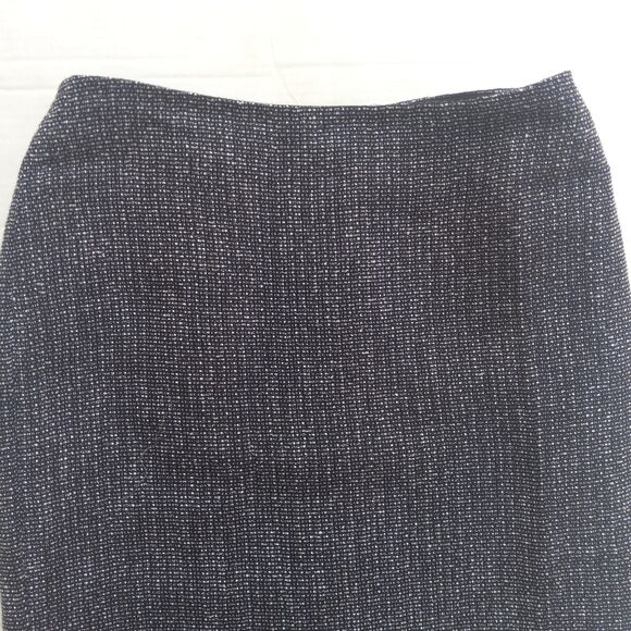 Ellen Tracy Tweed Pencil Skirt-Size 2-Charcoal/Black-Lined-Kick Pleat-Career-NEW - Picture 2 of 10